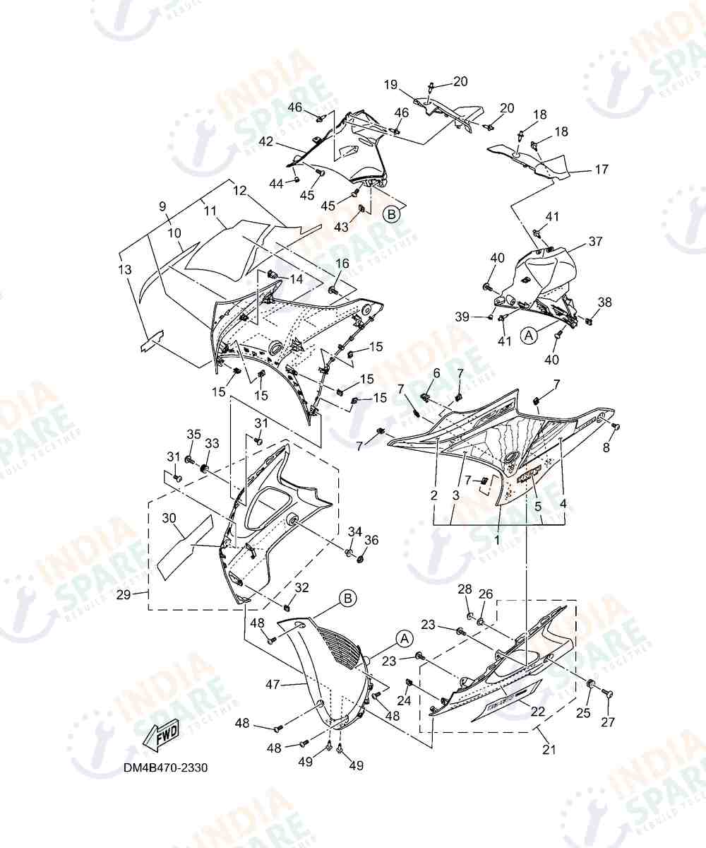 YAMAHA DM4B R15 V4 Series LEG SHIELD
